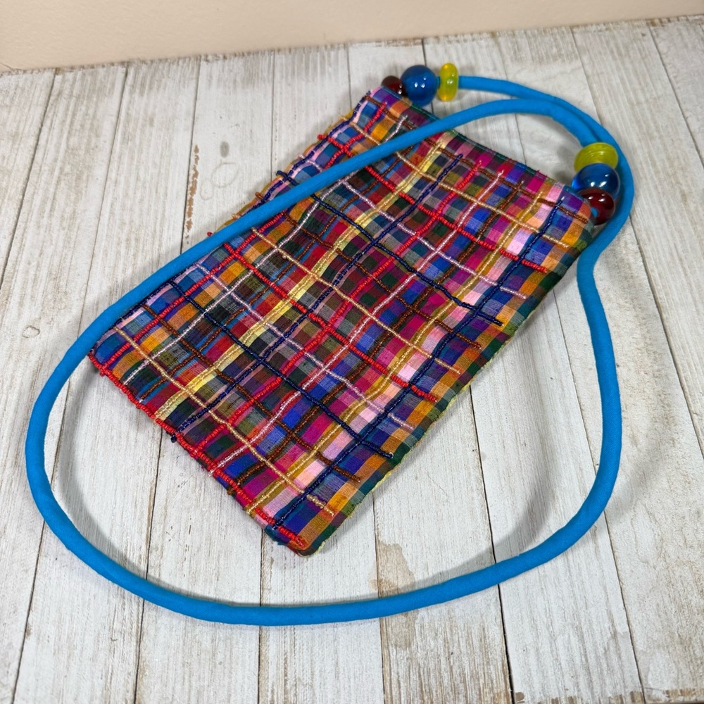 Handmade Women's colorful Beaded Embroidered Rectangular Crossbody Bag 9 x 6.5"